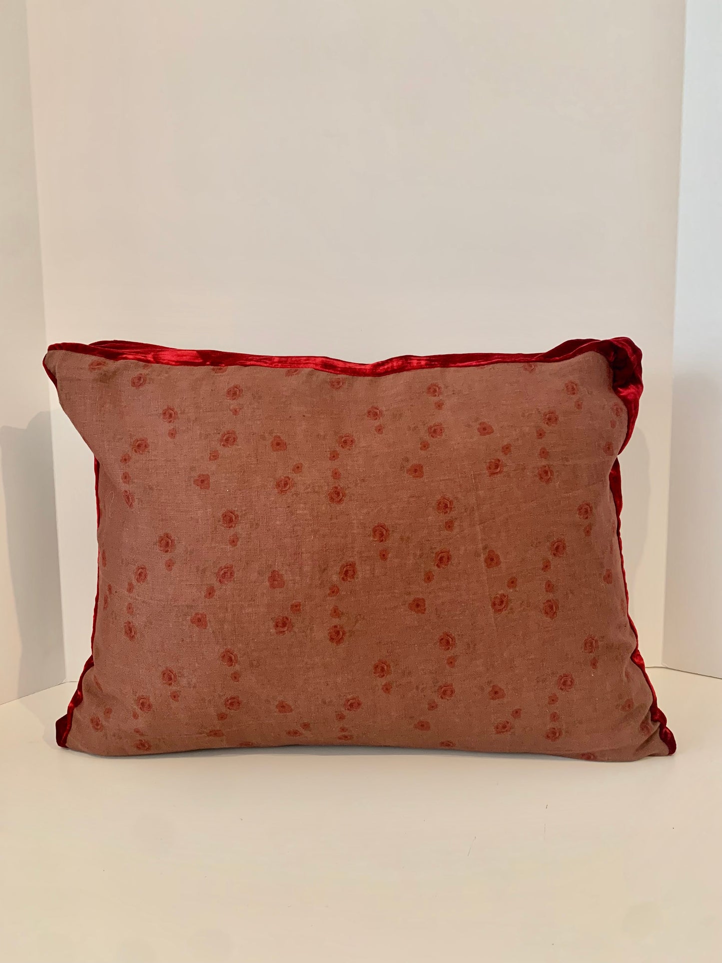 Custom Linen Pillow with Velvet Trim