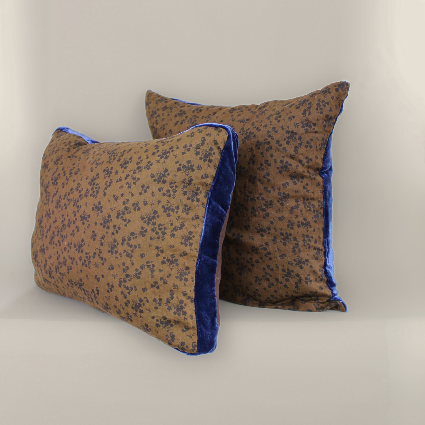 Custom Linen Pillow with Velvet Trim