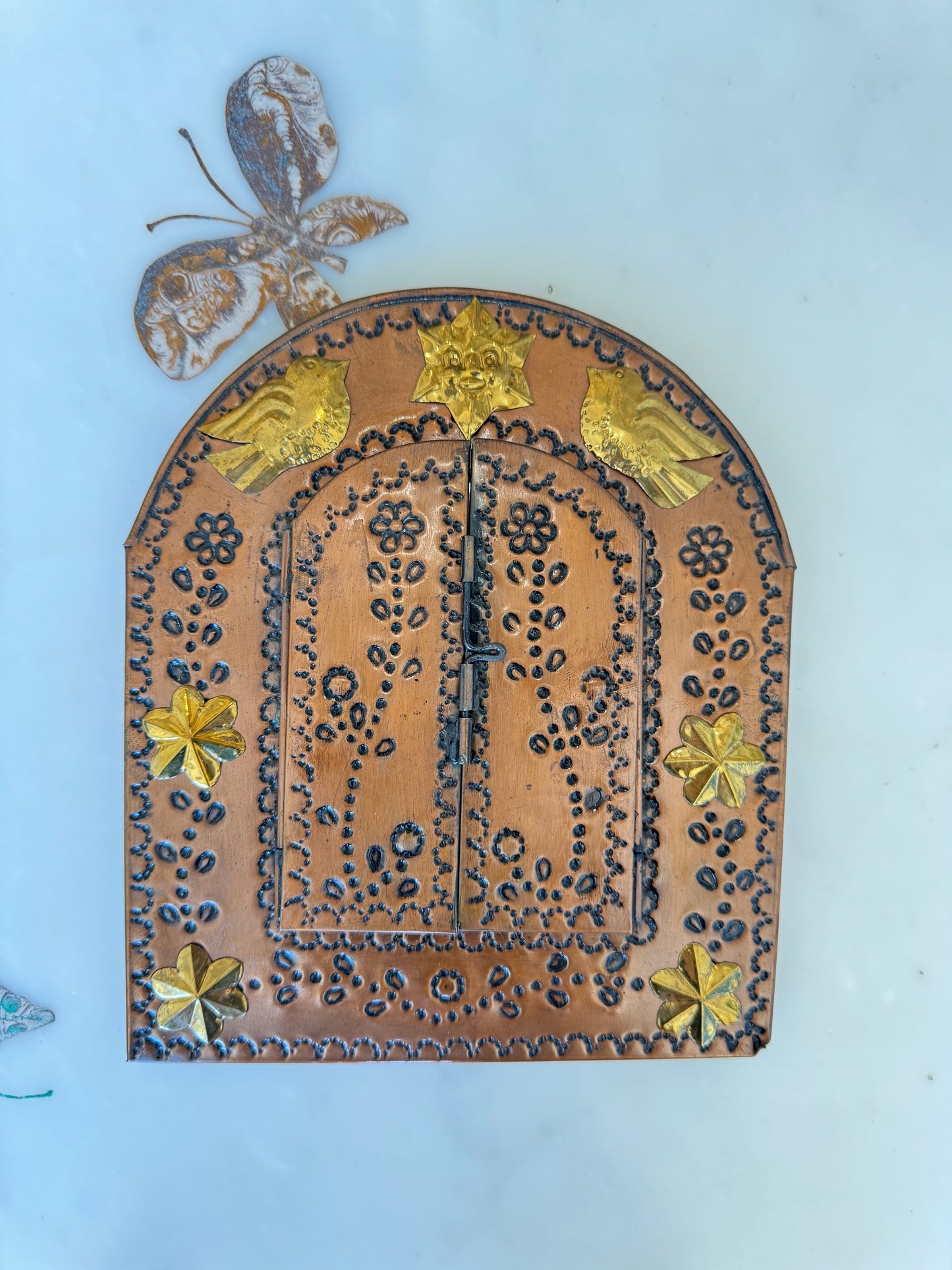 Mexican Folk Art Punched Tin Mirror