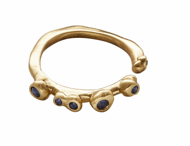 Bronze and sapphire adjustable ring