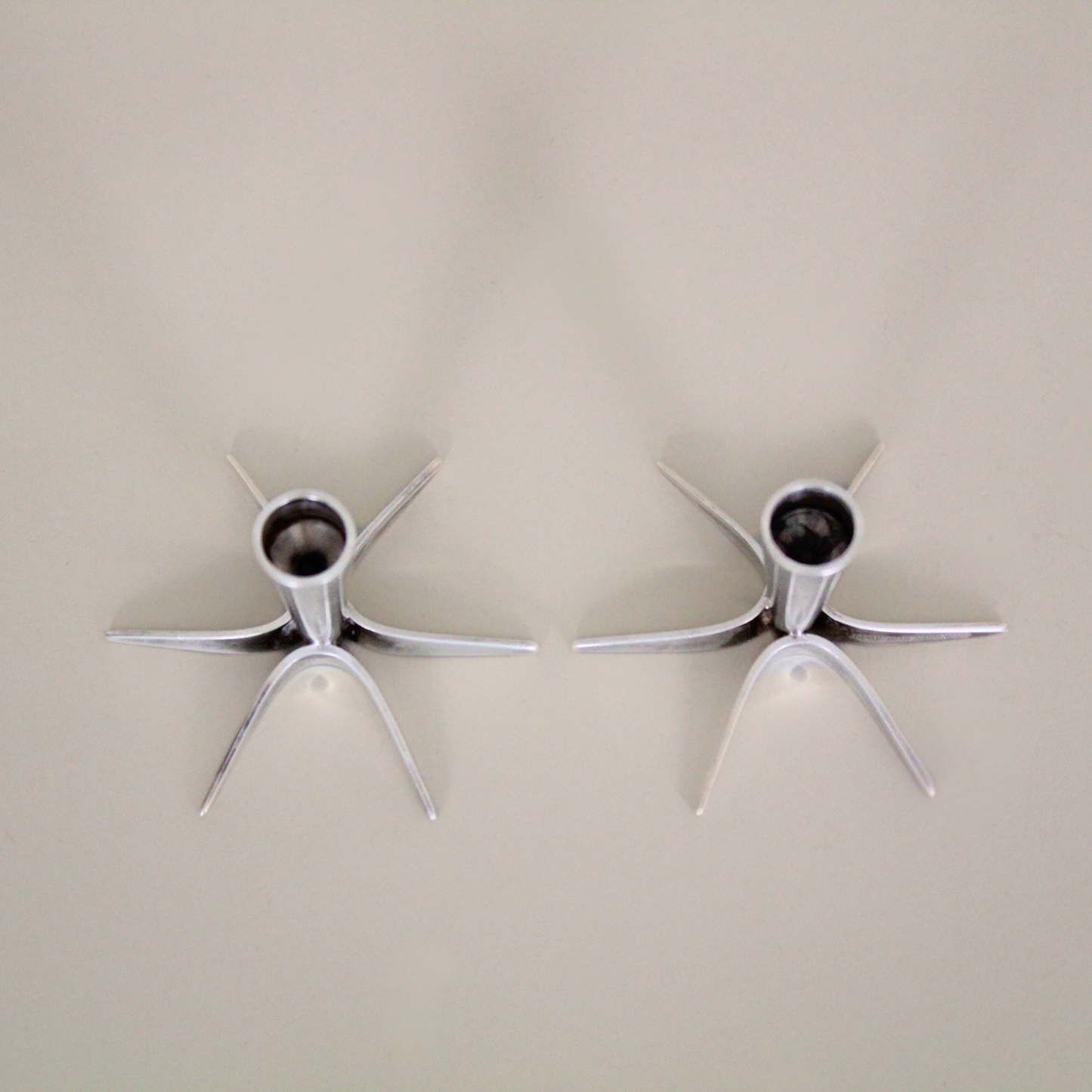 Petite Art Deco Silver Plated Danish Candle Holders