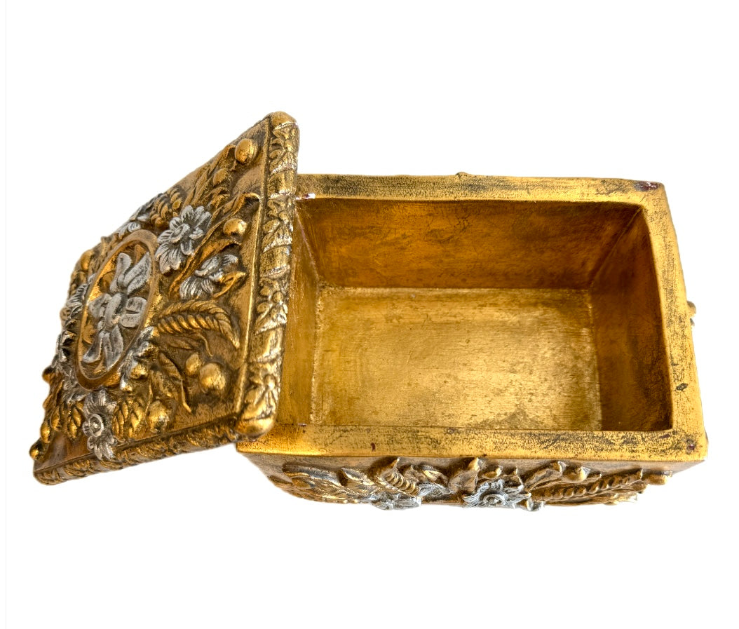 Floral metallic large ceramic box