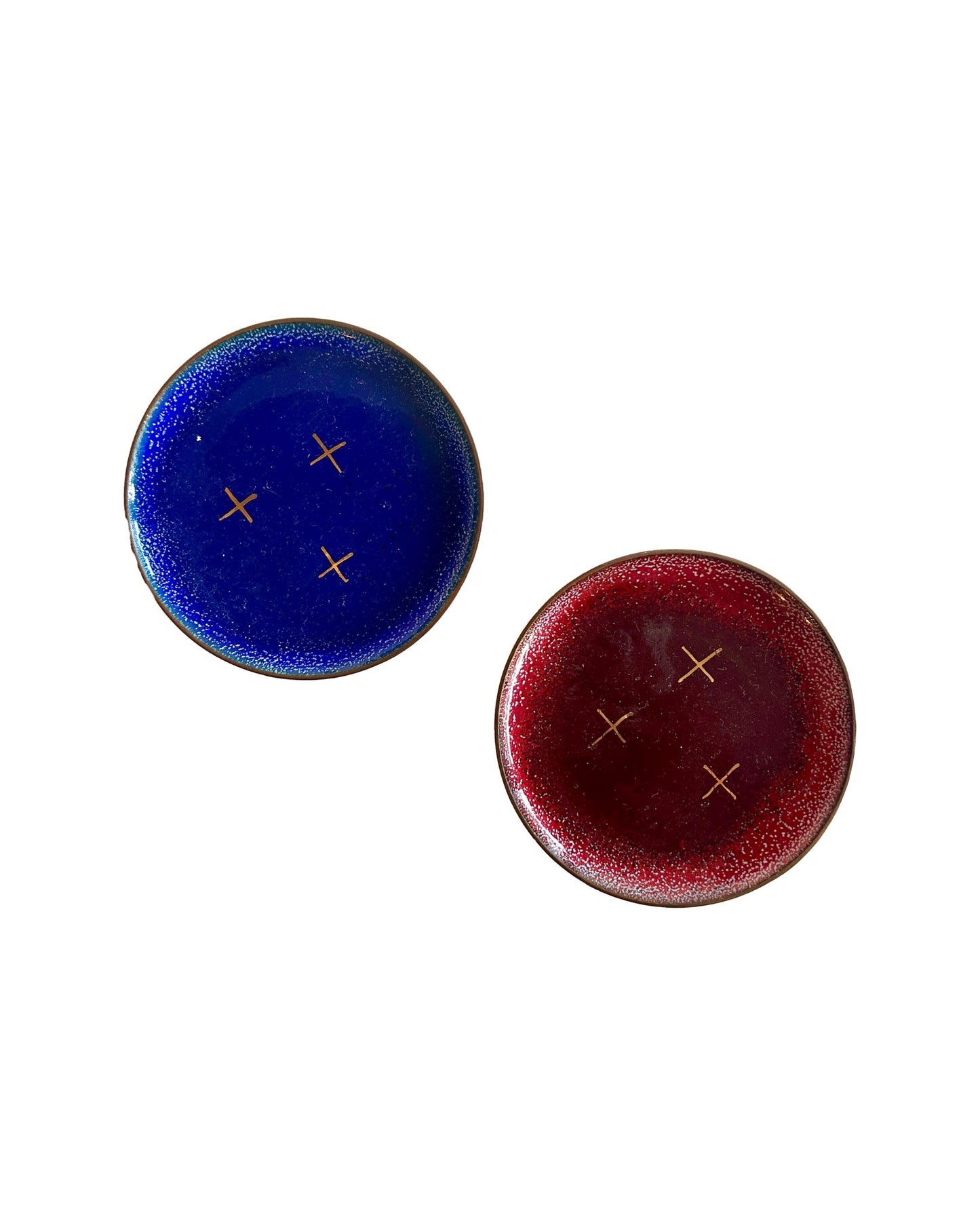 Red and Blue Vintage Enamel Coasters