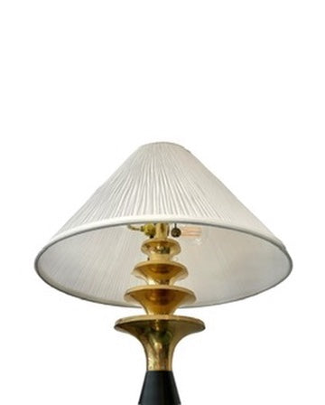 Mid Century Black and Brass Lamp
