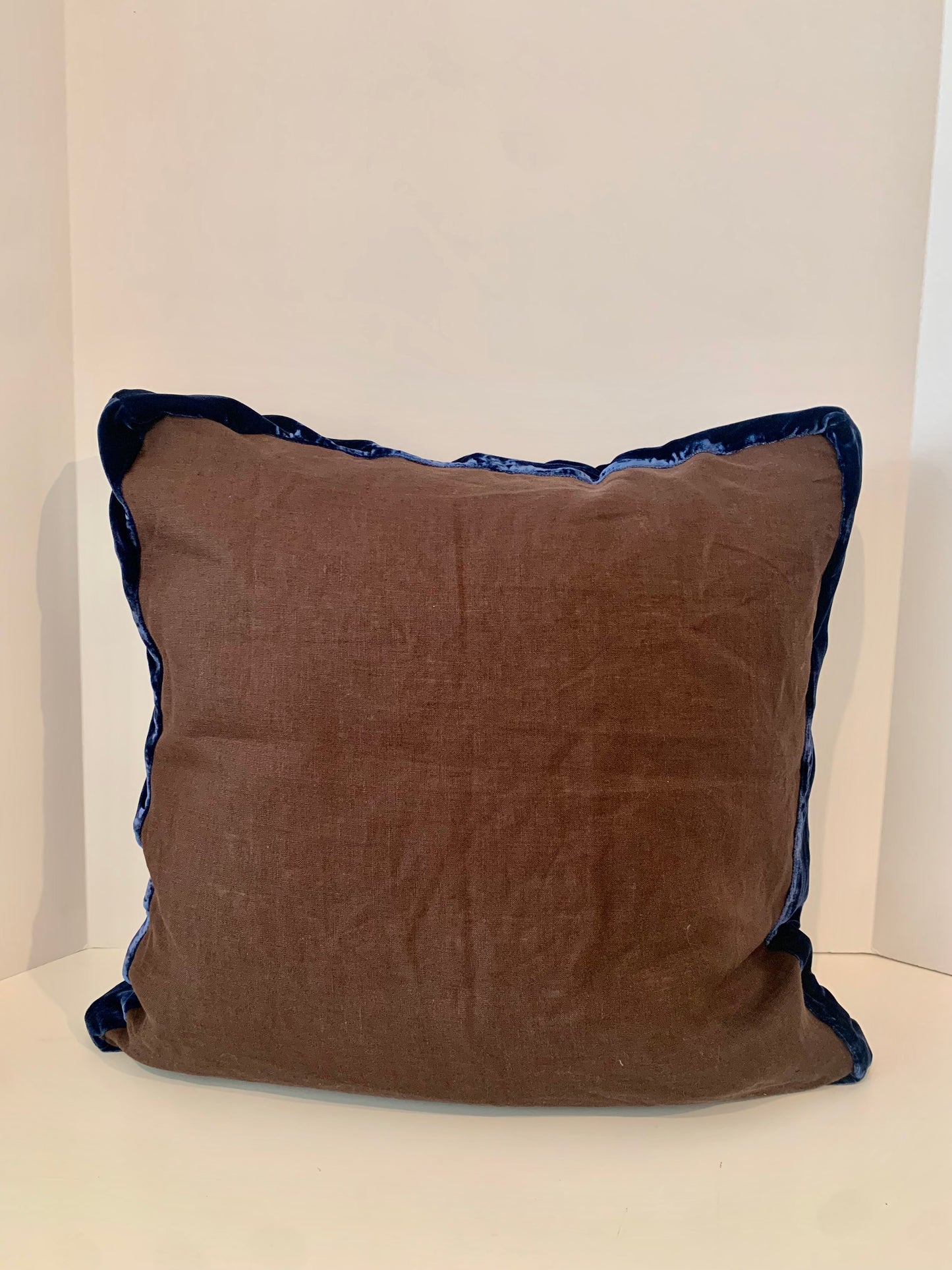Custom Linen Pillow with Velvet Trim