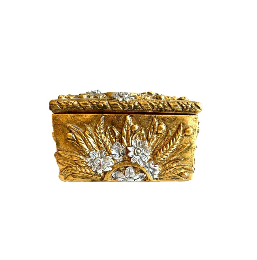 Floral metallic large ceramic box