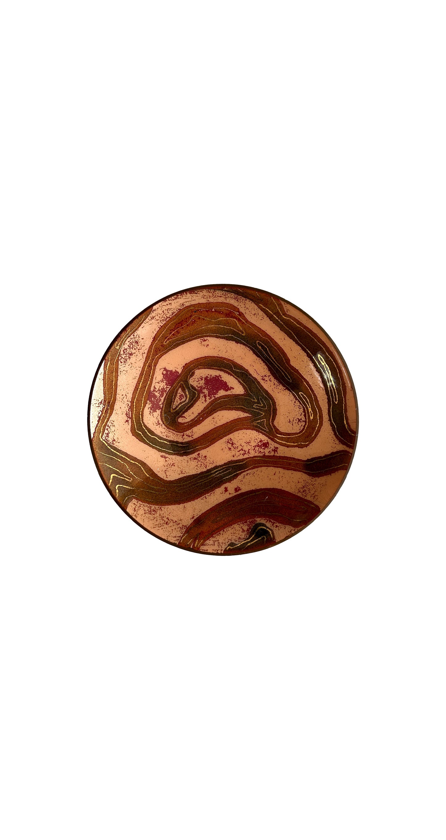 Vintage enamel and copper trinket dish