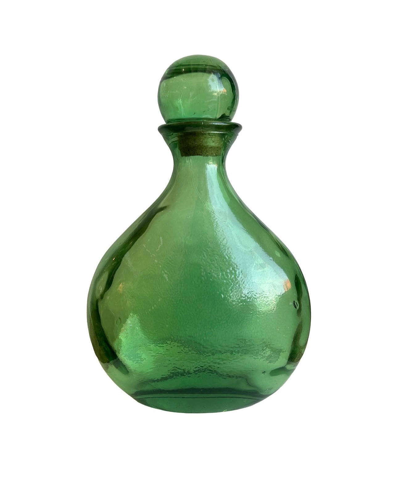 Mid-Century Italian emerald green glass decanter