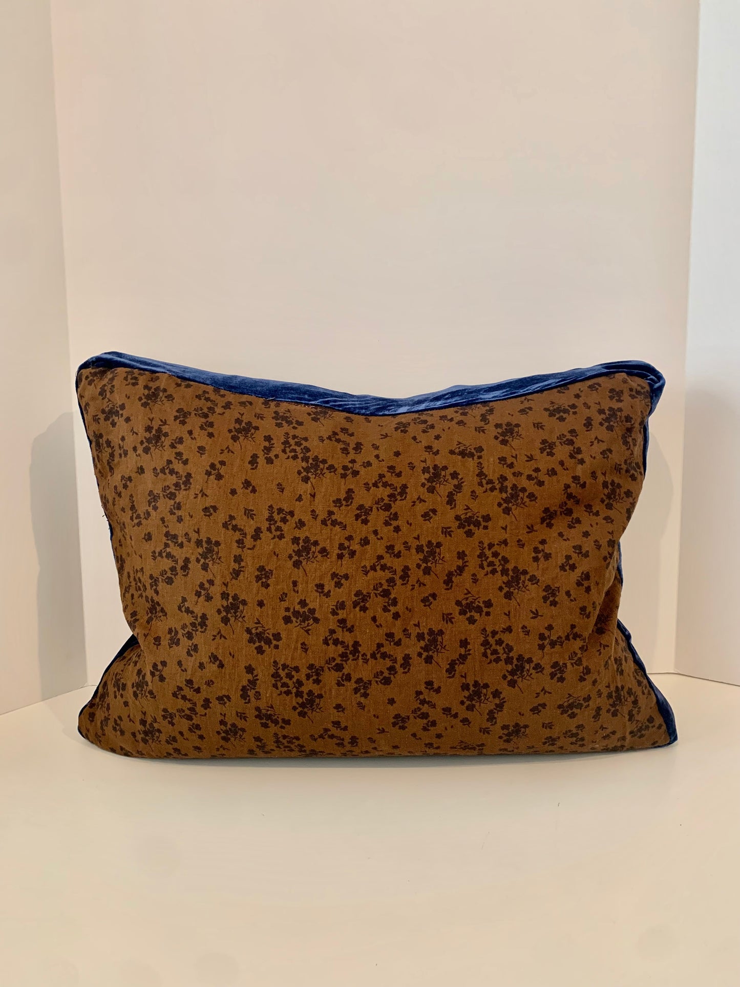 Custom Linen Pillow with Velvet Trim