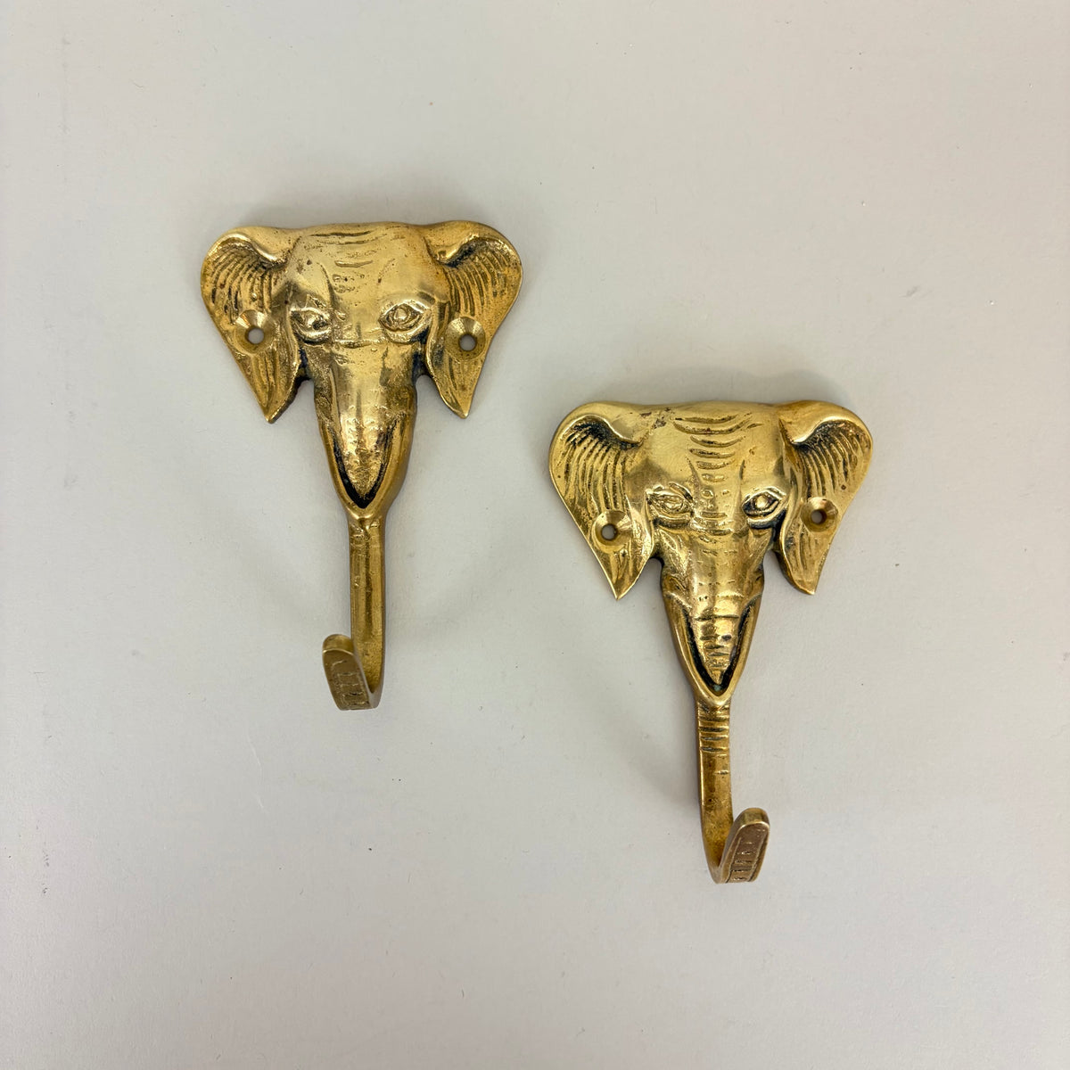 Vintage Brass Elephant Hooks