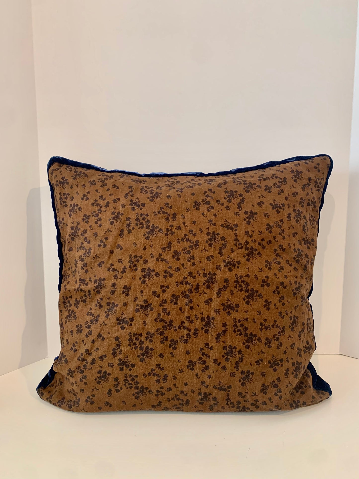 Custom Linen Pillow with Velvet Trim