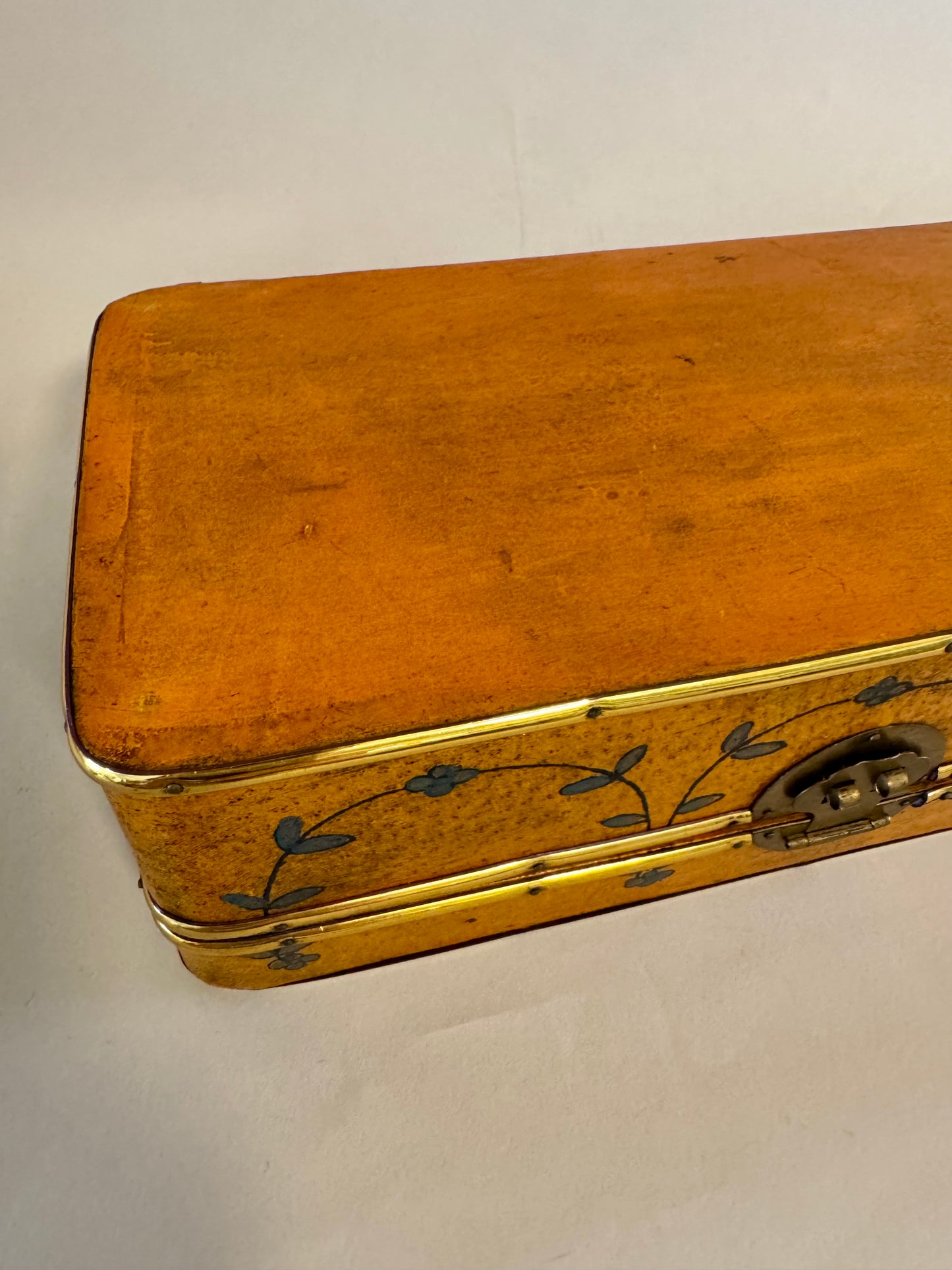 Vintage Hand Painted Leather Covered Wood Box