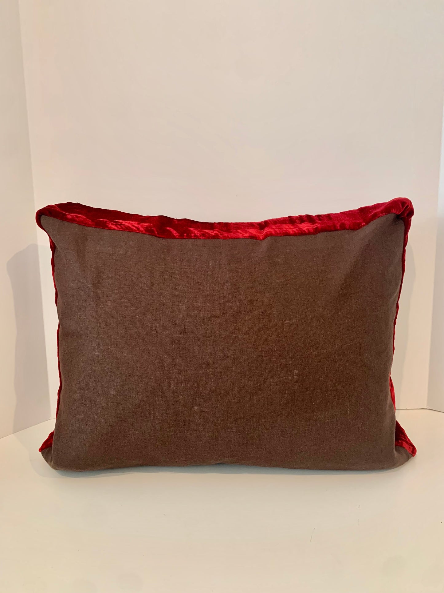 Custom Linen Pillow with Velvet Trim