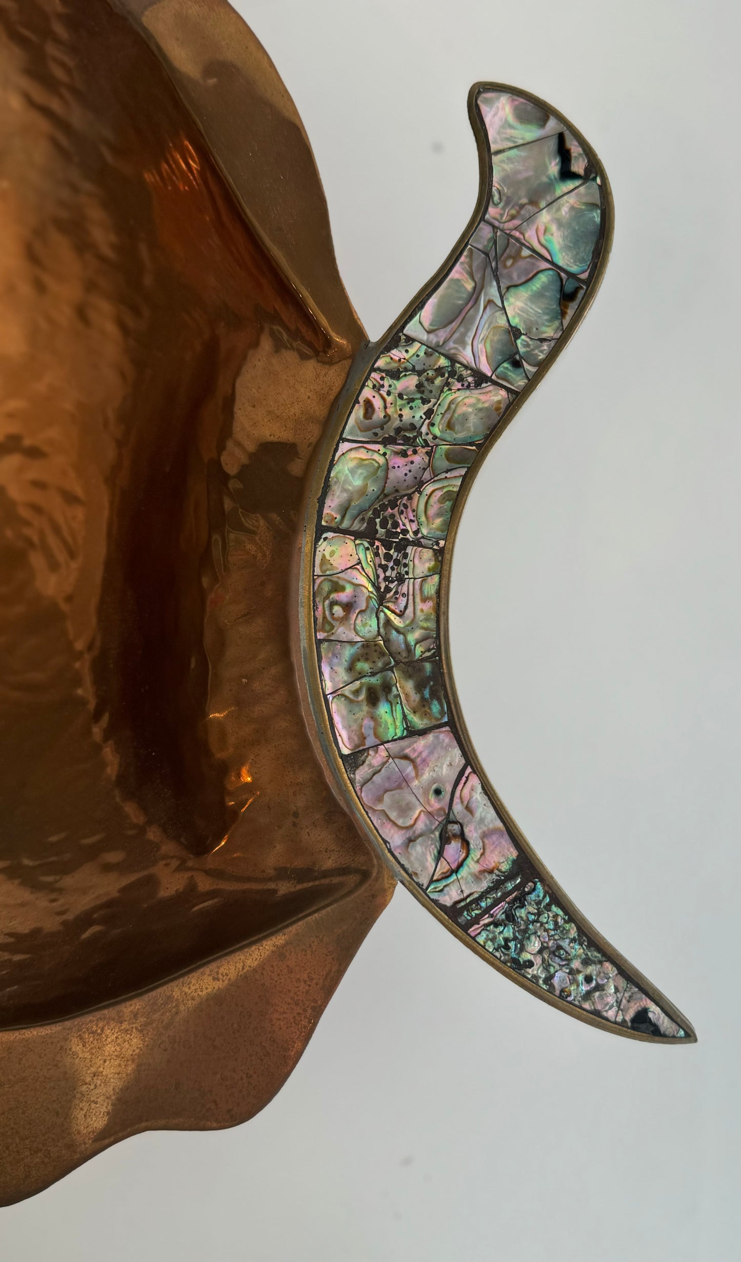 Vintage Mexican Los Castillo fish bowl with abalone inlay