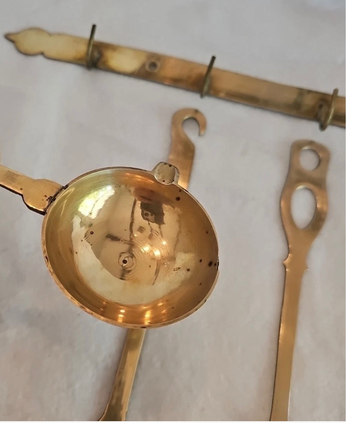 Vintage Brass Hanging Kitchen Utensil set