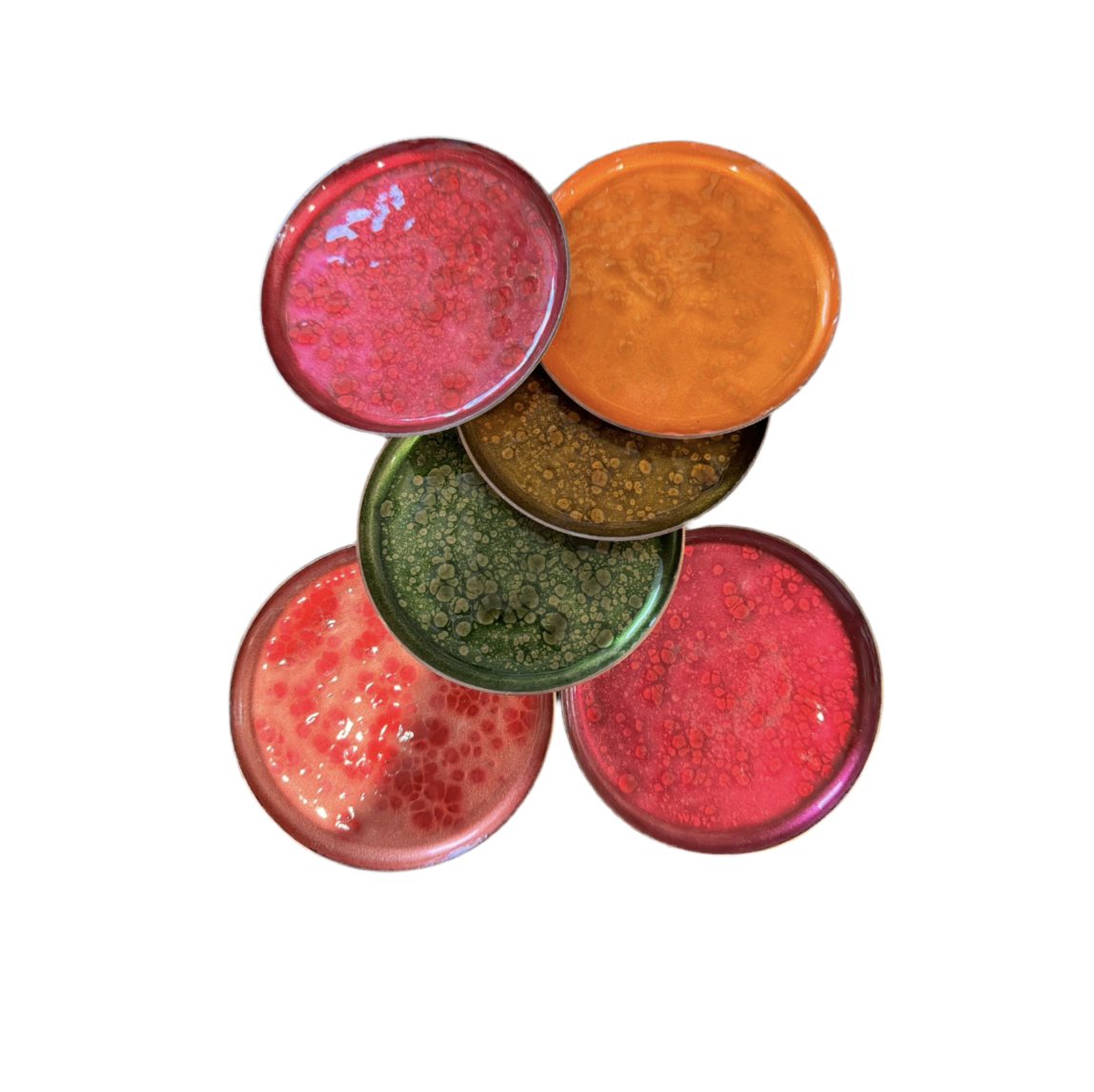Mid Century enamel and copper coasters