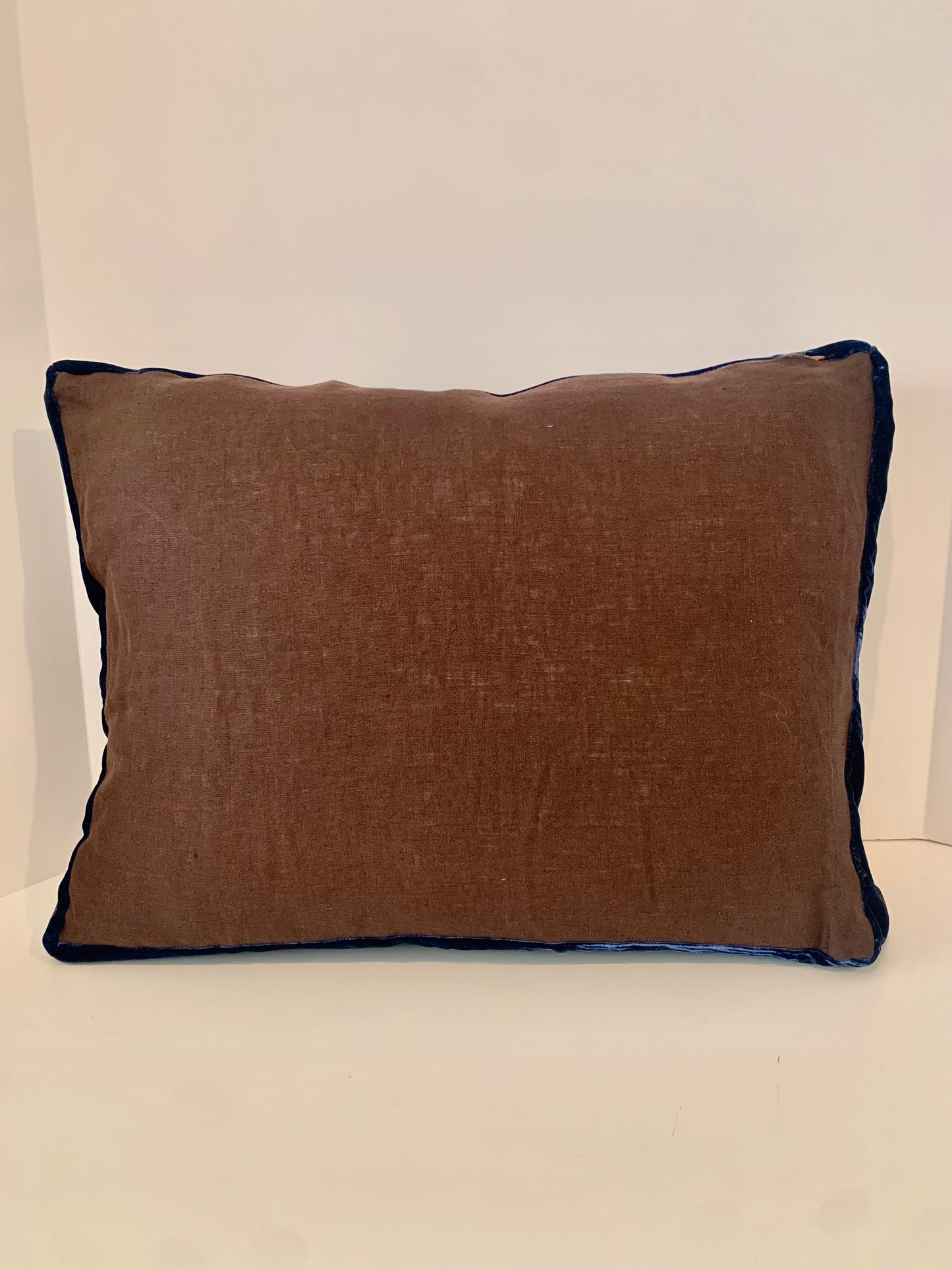 Custom Linen Pillow with Velvet Trim