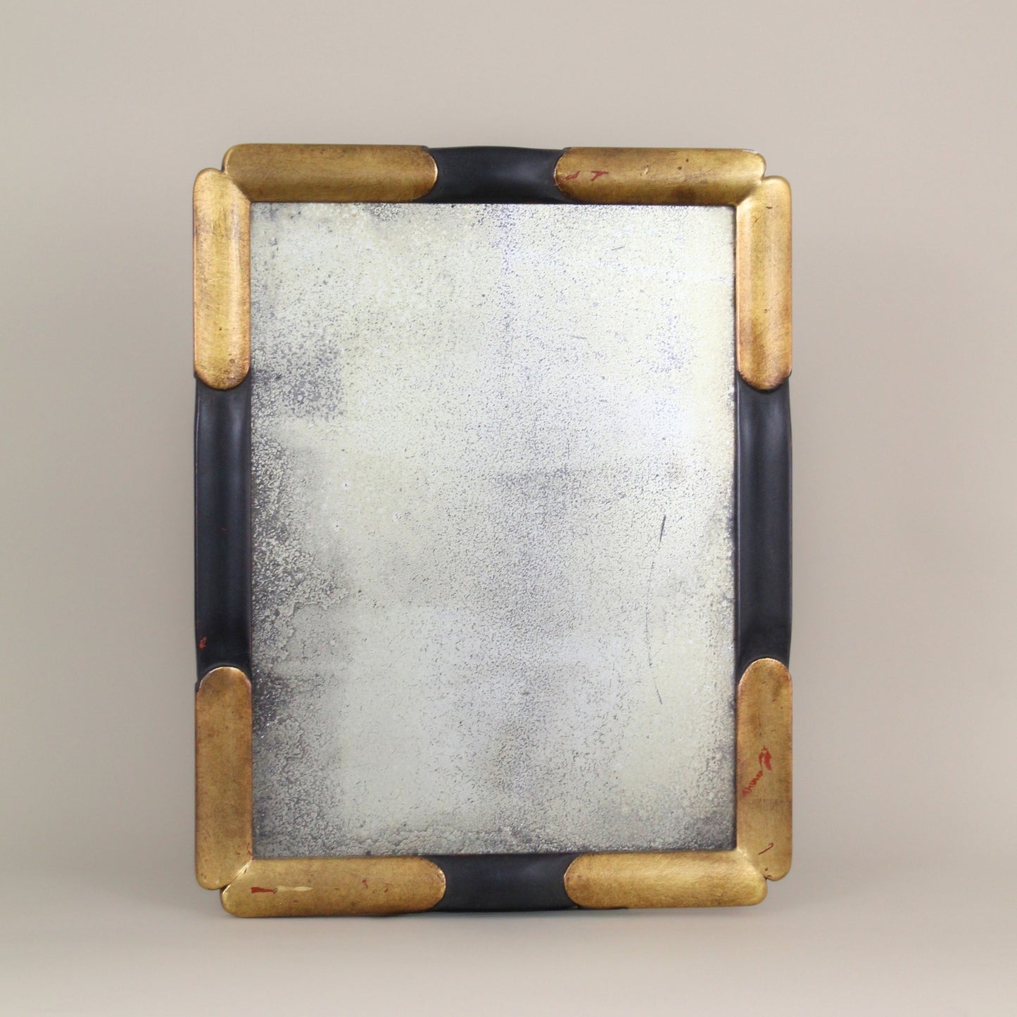 Antique Wall Mirror with Black and Gold Frame