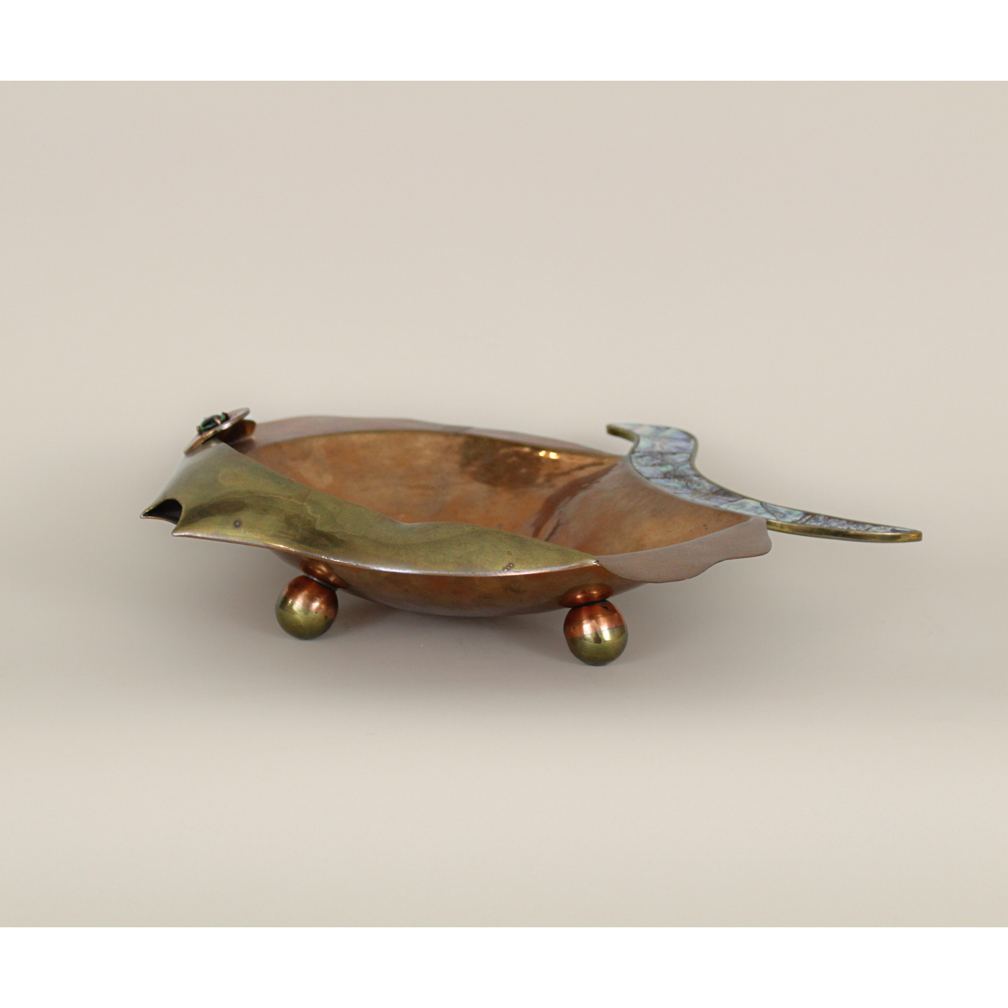 Vintage Mexican Los Castillo Fish Bowl with Abalone Inlay