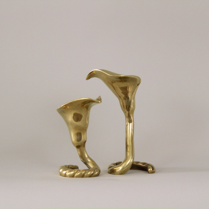 Calla Lily MCM Brass Candle Holder Pair