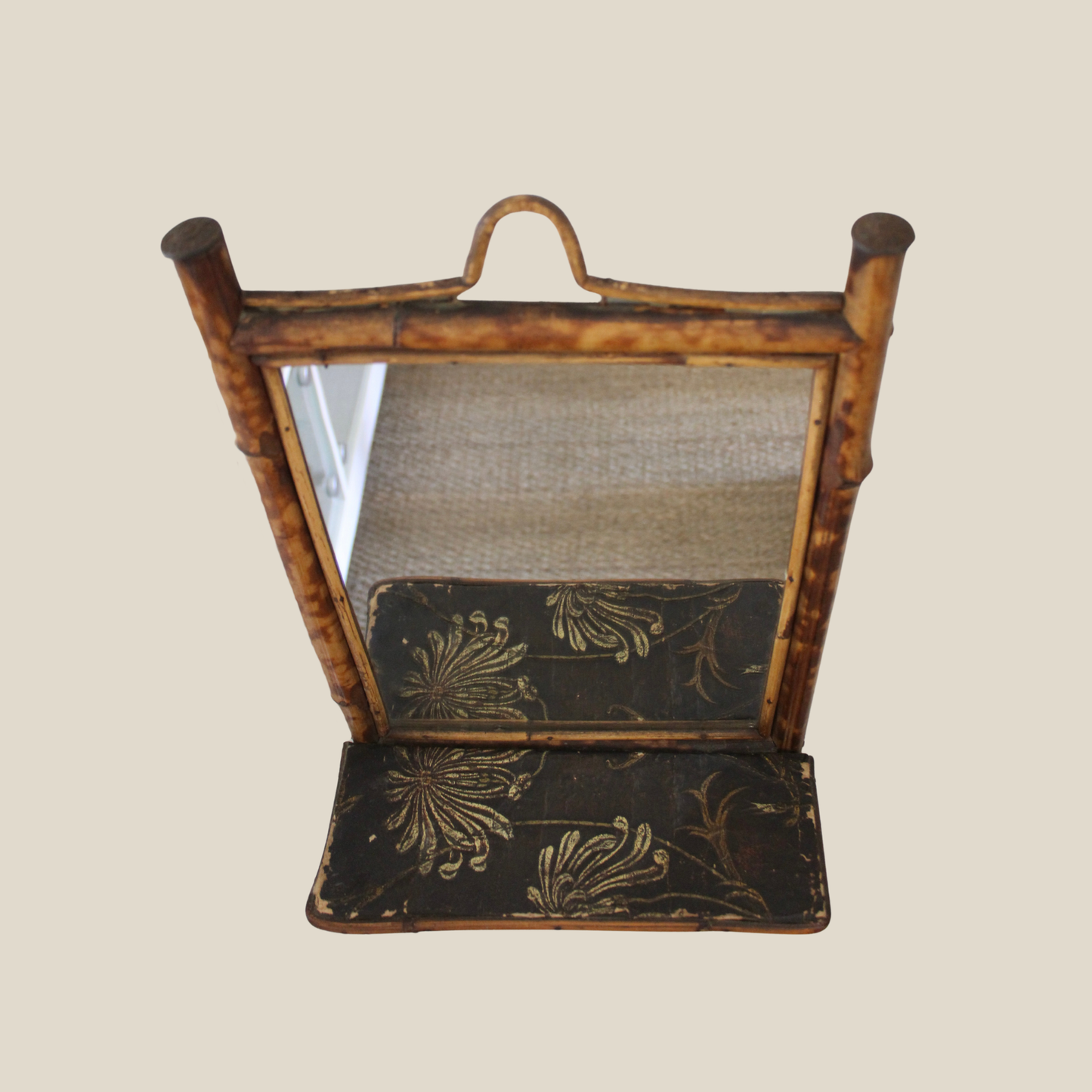 Burnt Bamboo Shelf with Mirror