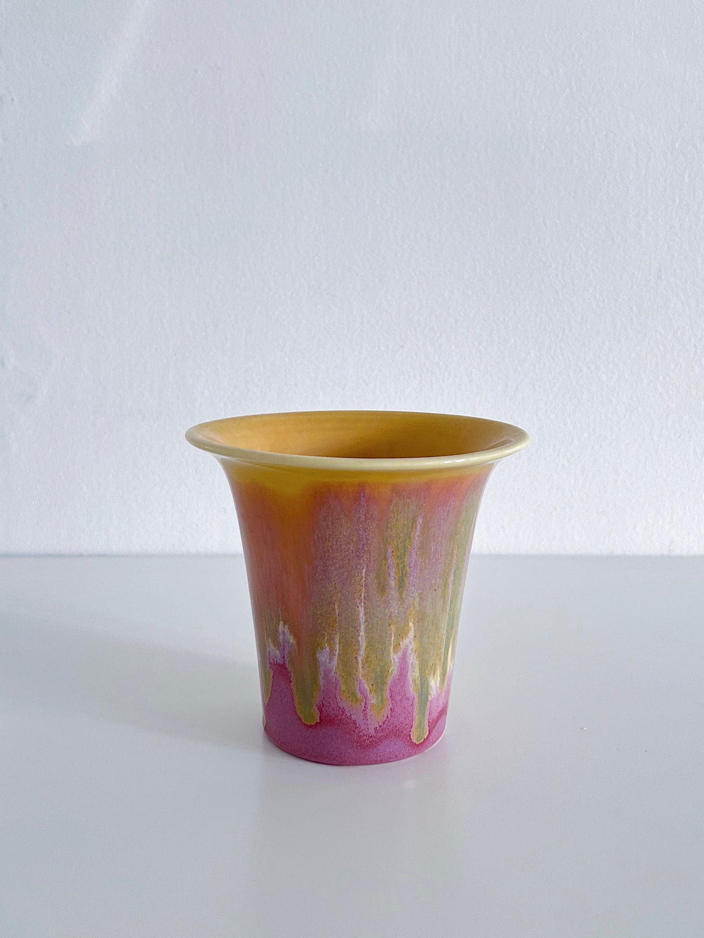 Vintage Pink & Yellow Hand-Glazed Pottery