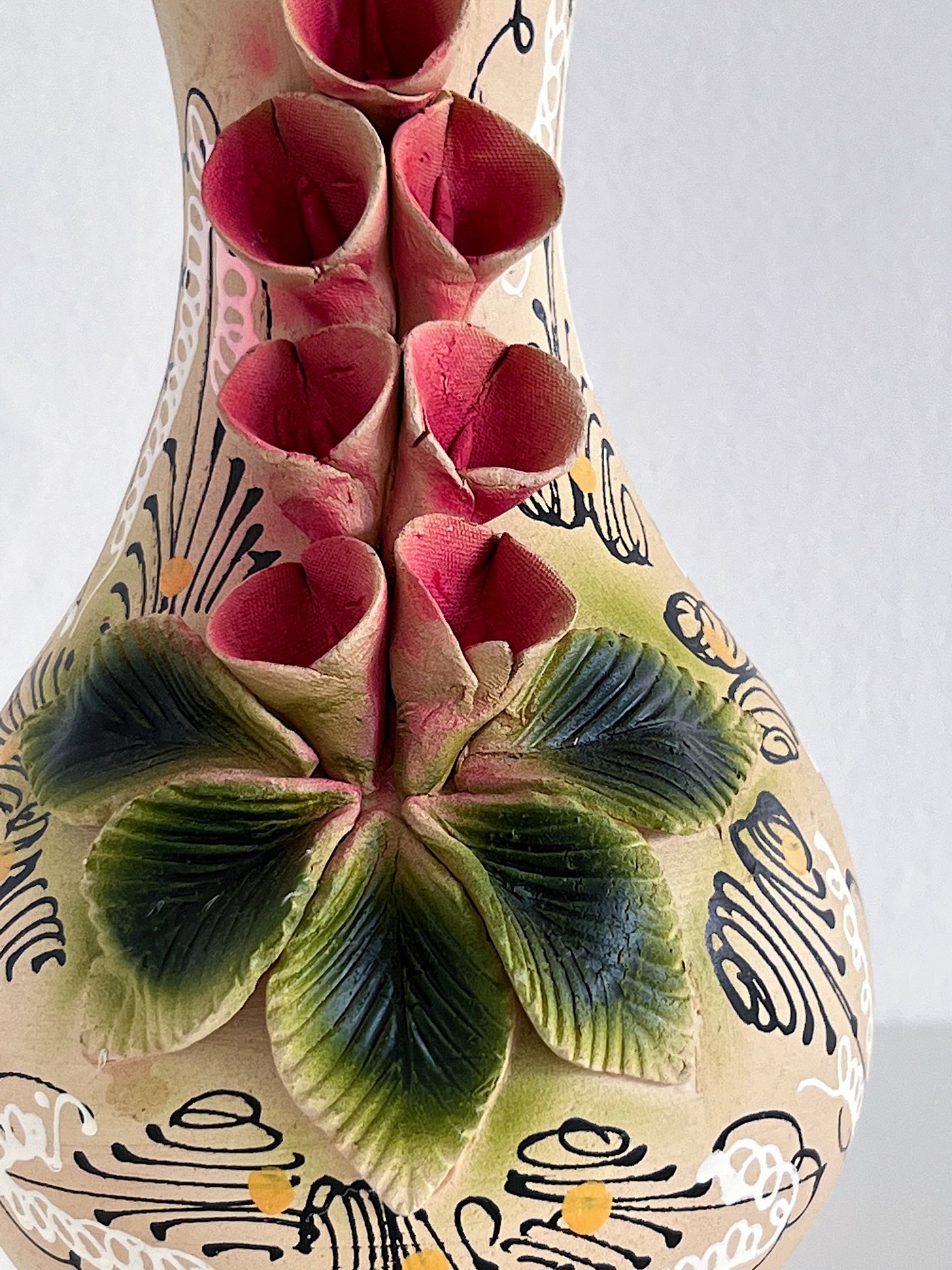 Vintage Calla Lillies Appliqué Ceramic Vase