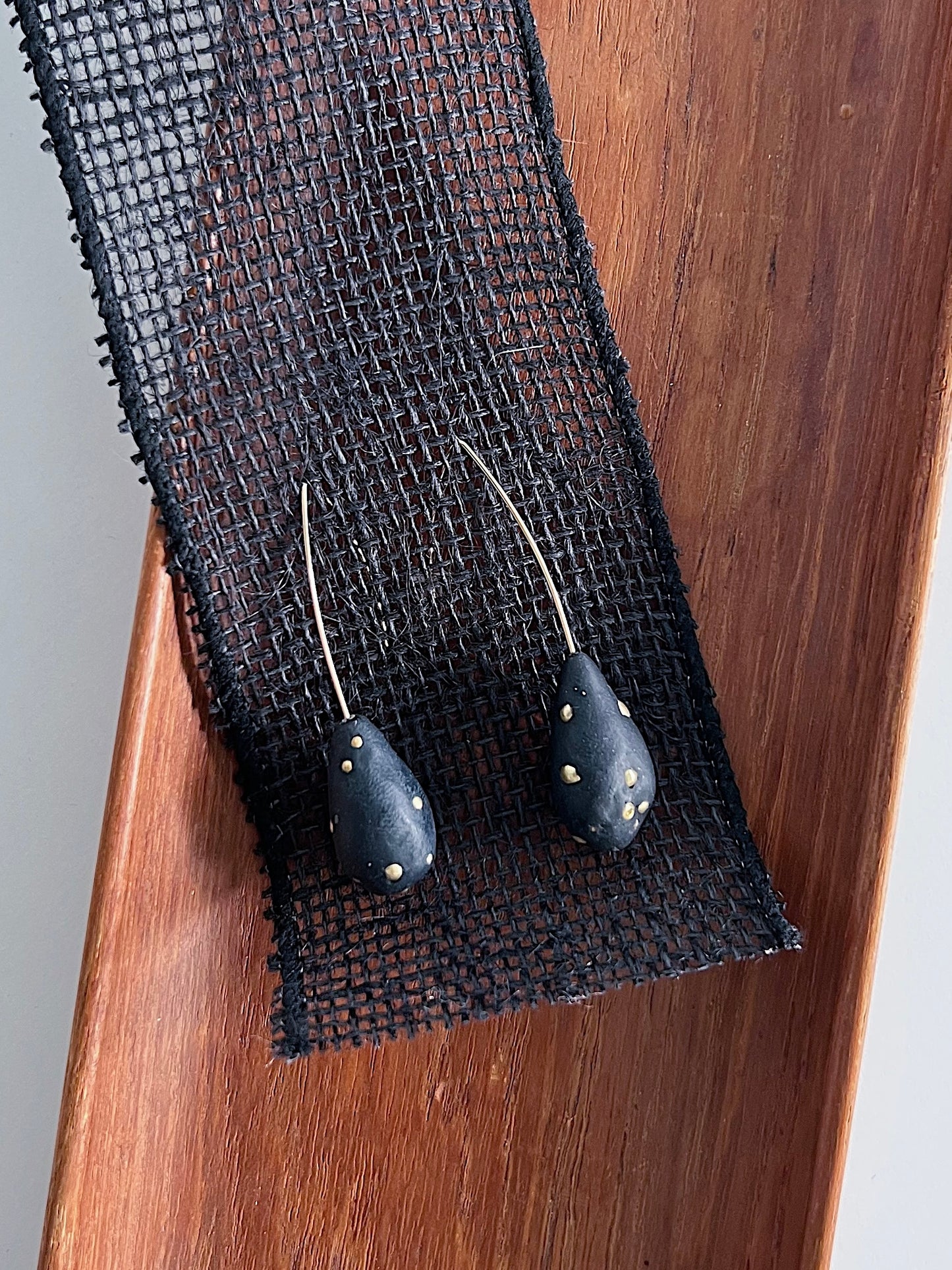 JULIE COHN droplet black and bronze earrings