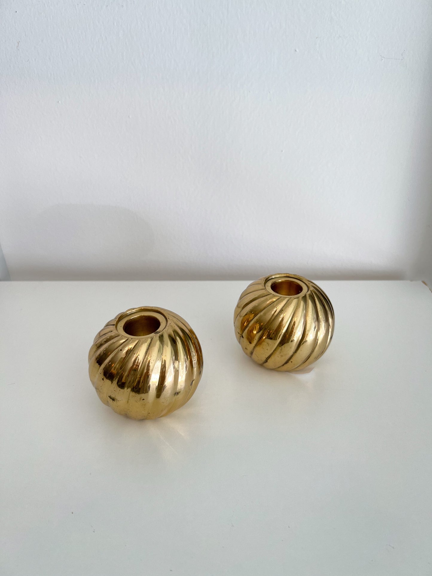 Vintage Brass Candlestick Holders, Set of 2
