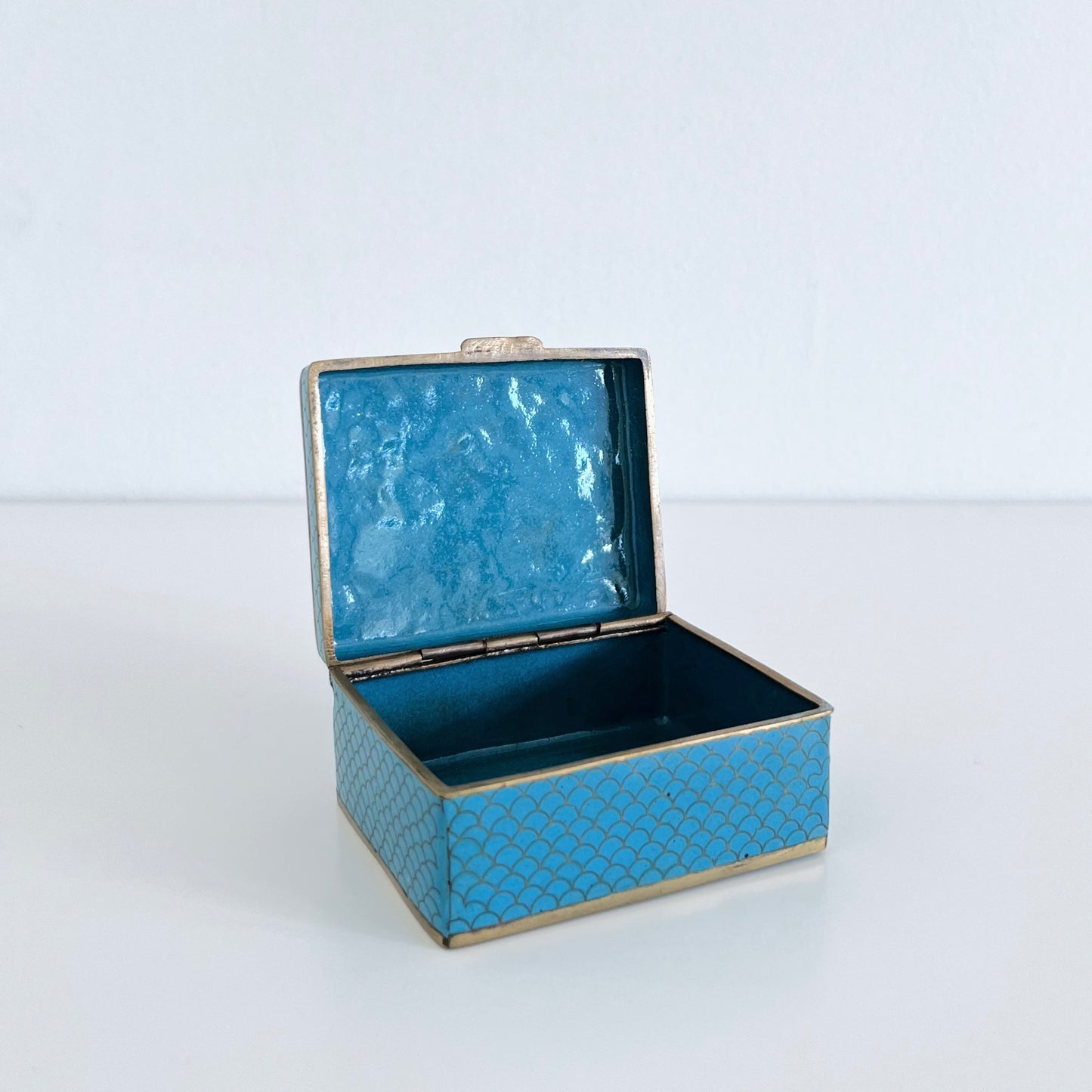 Turquoise and Gold Enameled Trinket Box (Rare)