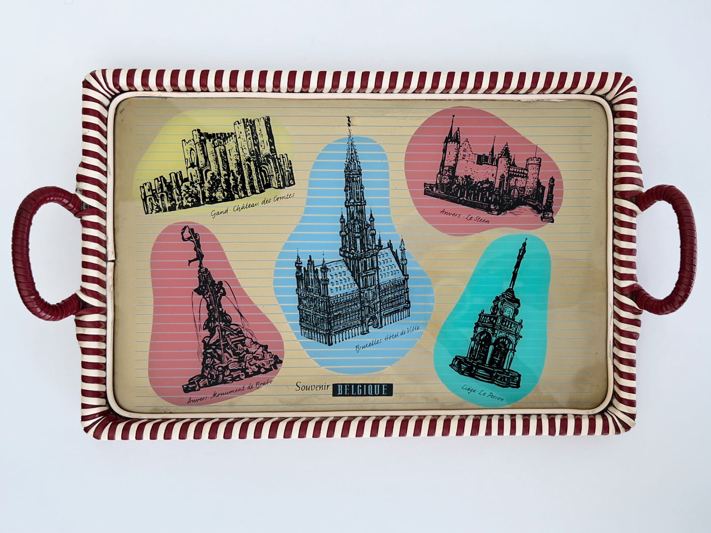 Antique Reverse Painted Glass Cocktail Tray