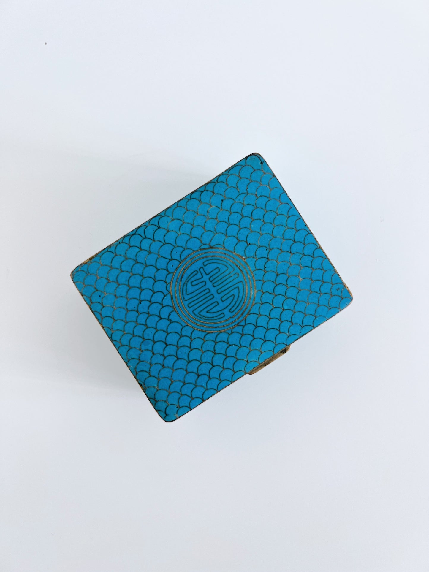 Turquoise and Gold Enameled Trinket Box (Rare)