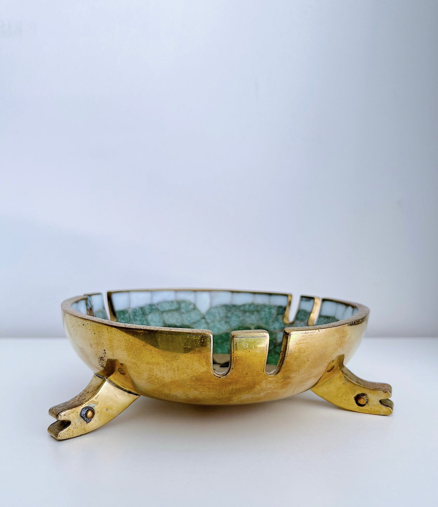 Salvador Teran Green and Brass Bowl