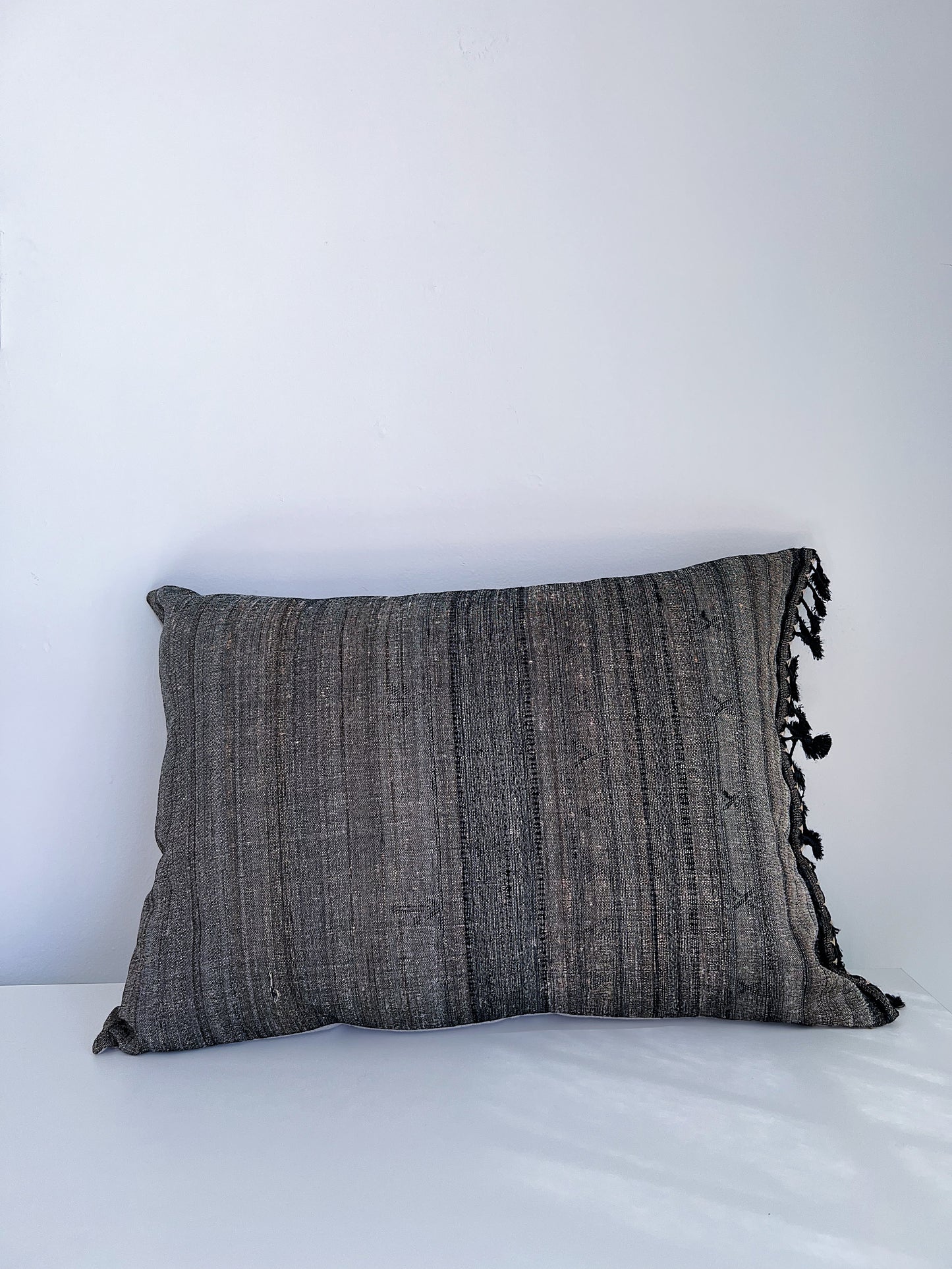 Dark Grey Woven Pillow