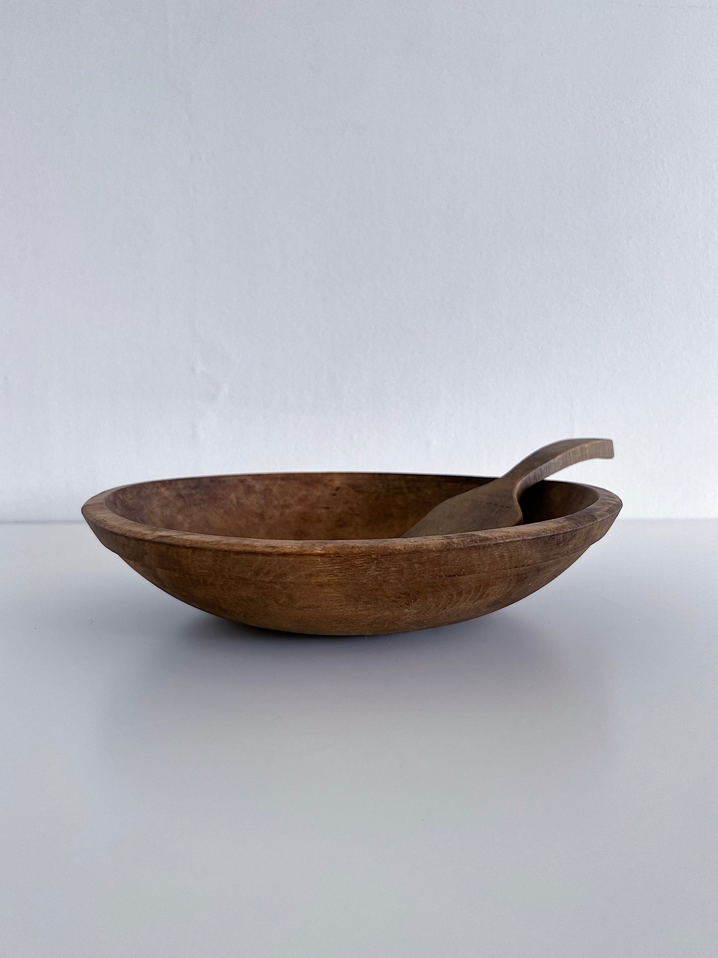 Antique Primitive Wood Butter Bowl with Butter Paddle