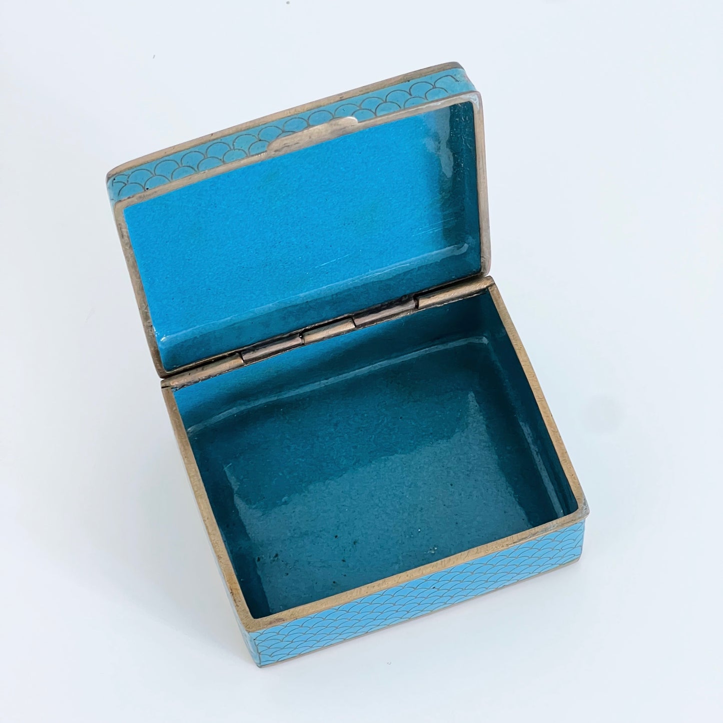 Turquoise and Gold Enameled Trinket Box (Rare)