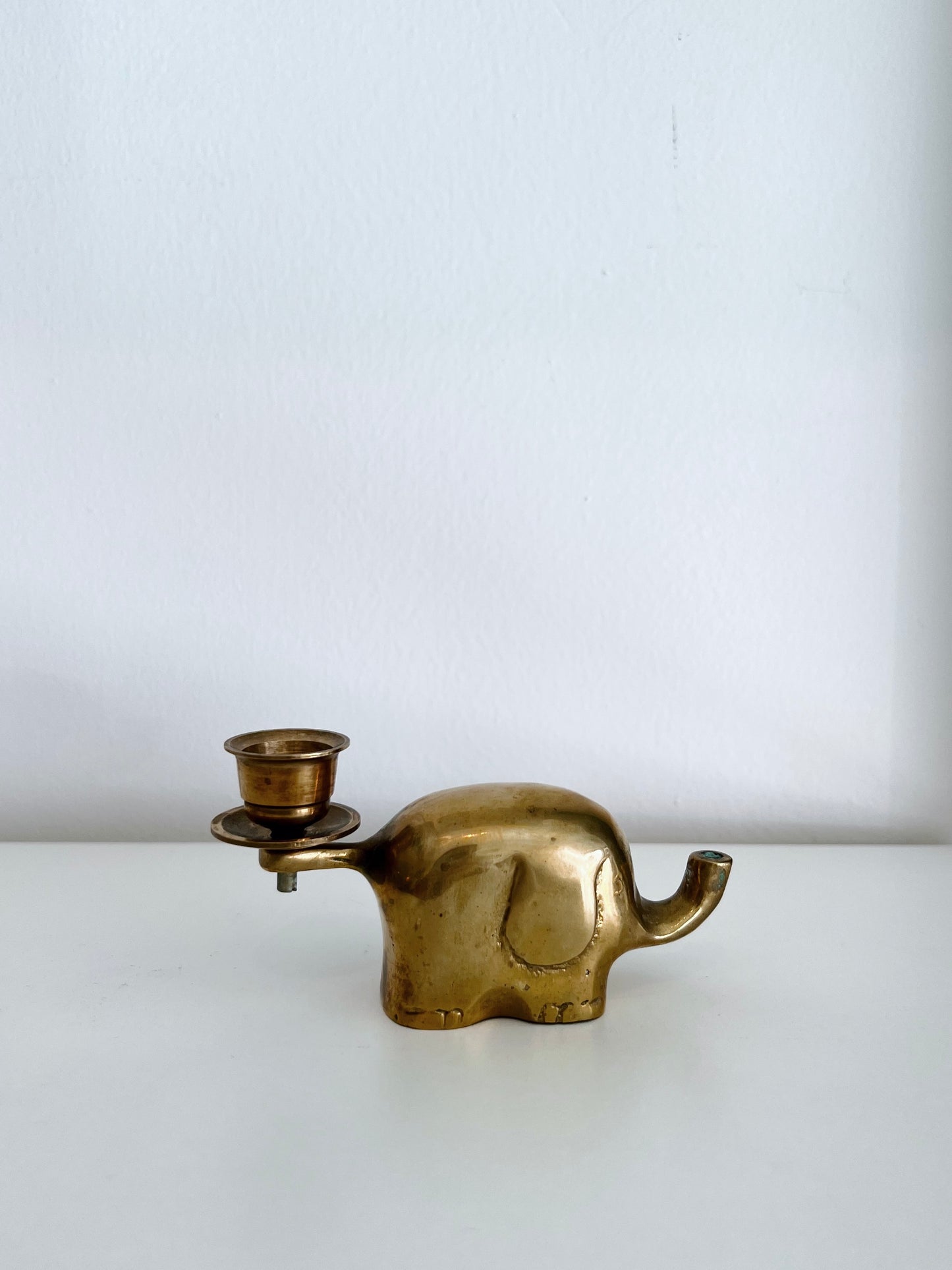 Brass Elephant Interlocking Candle Holders