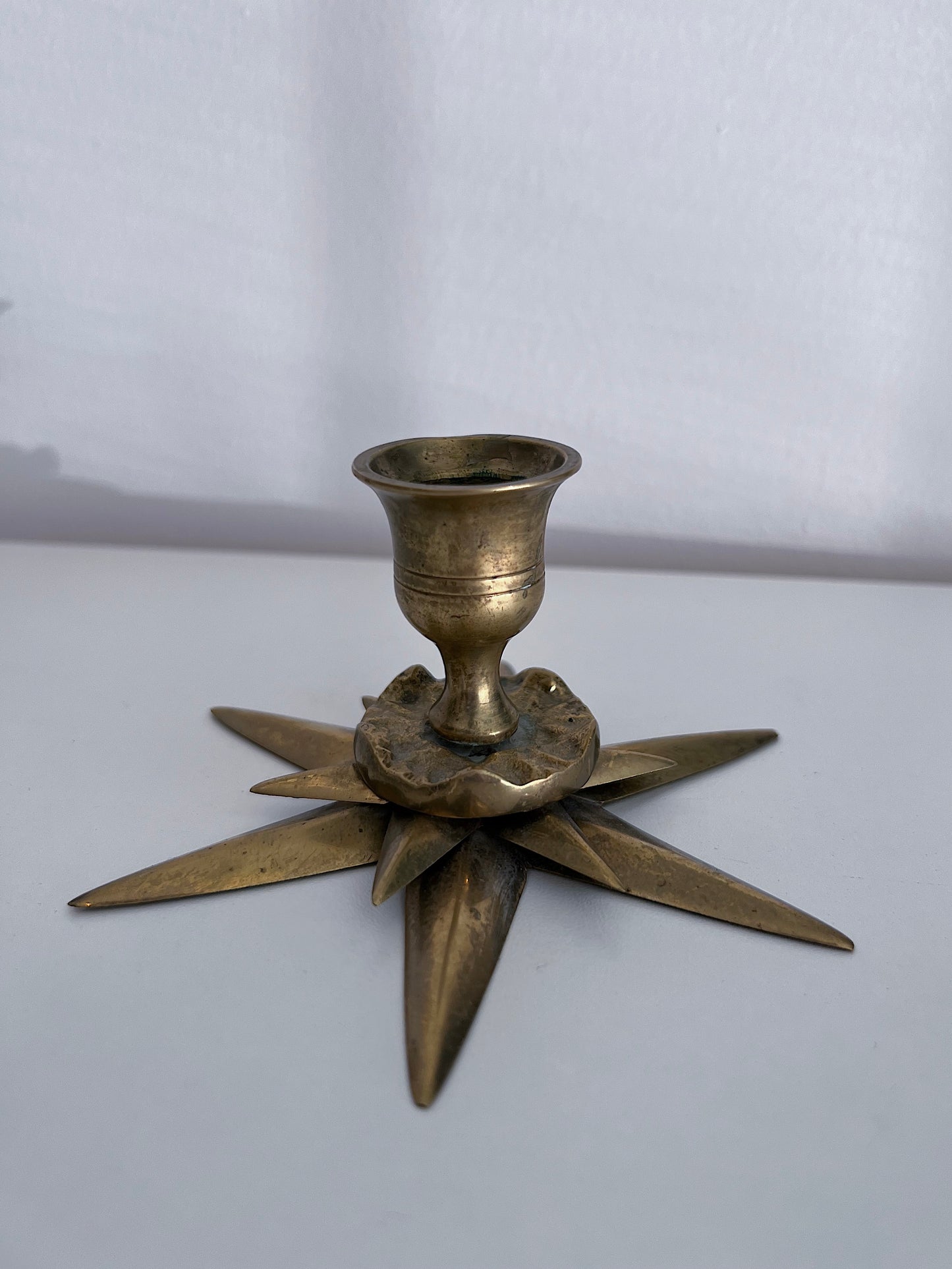Vintage Brass Star Candle Holders, Set of 2