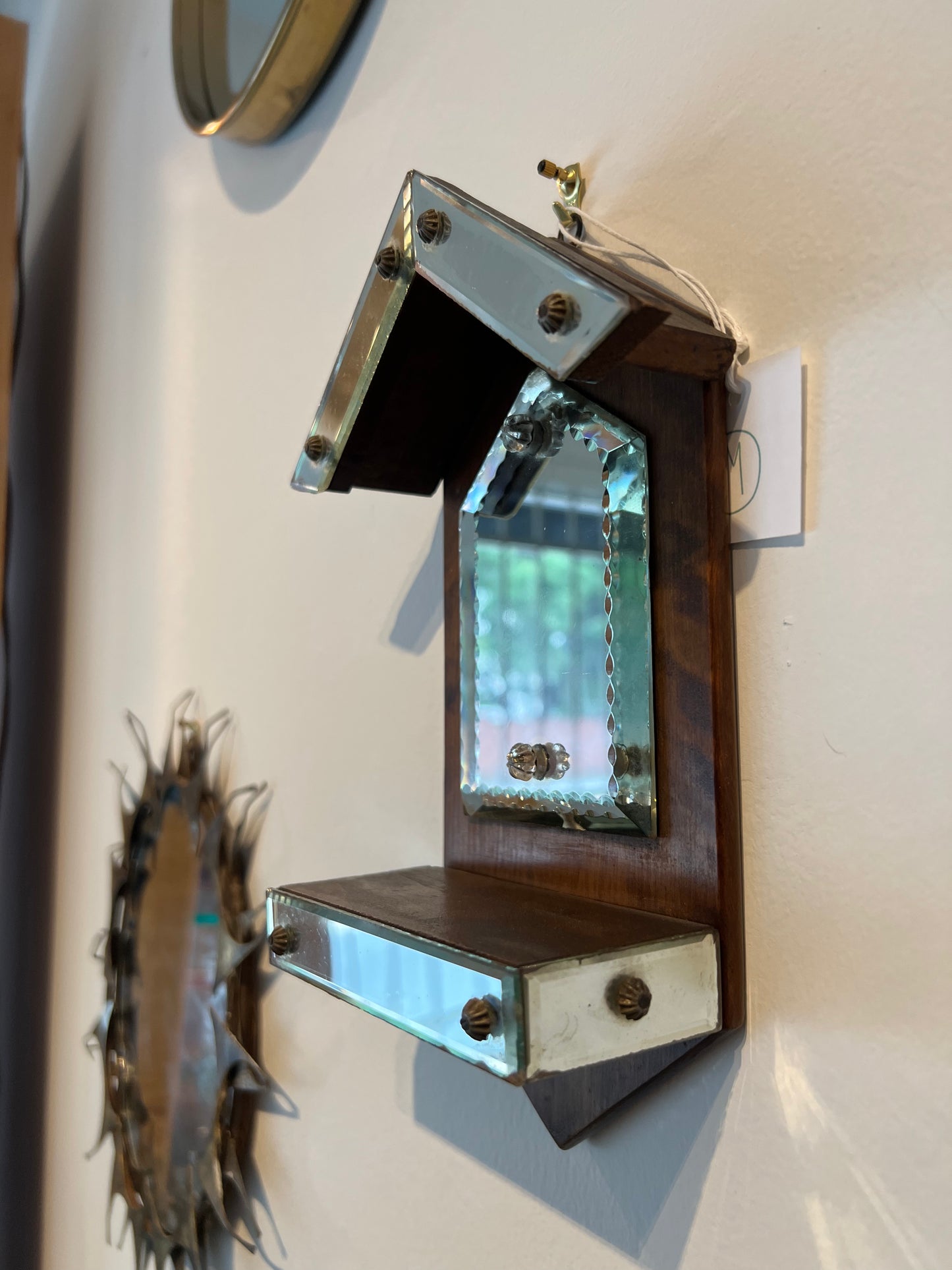 Antique French Wall Mirror with Shelf