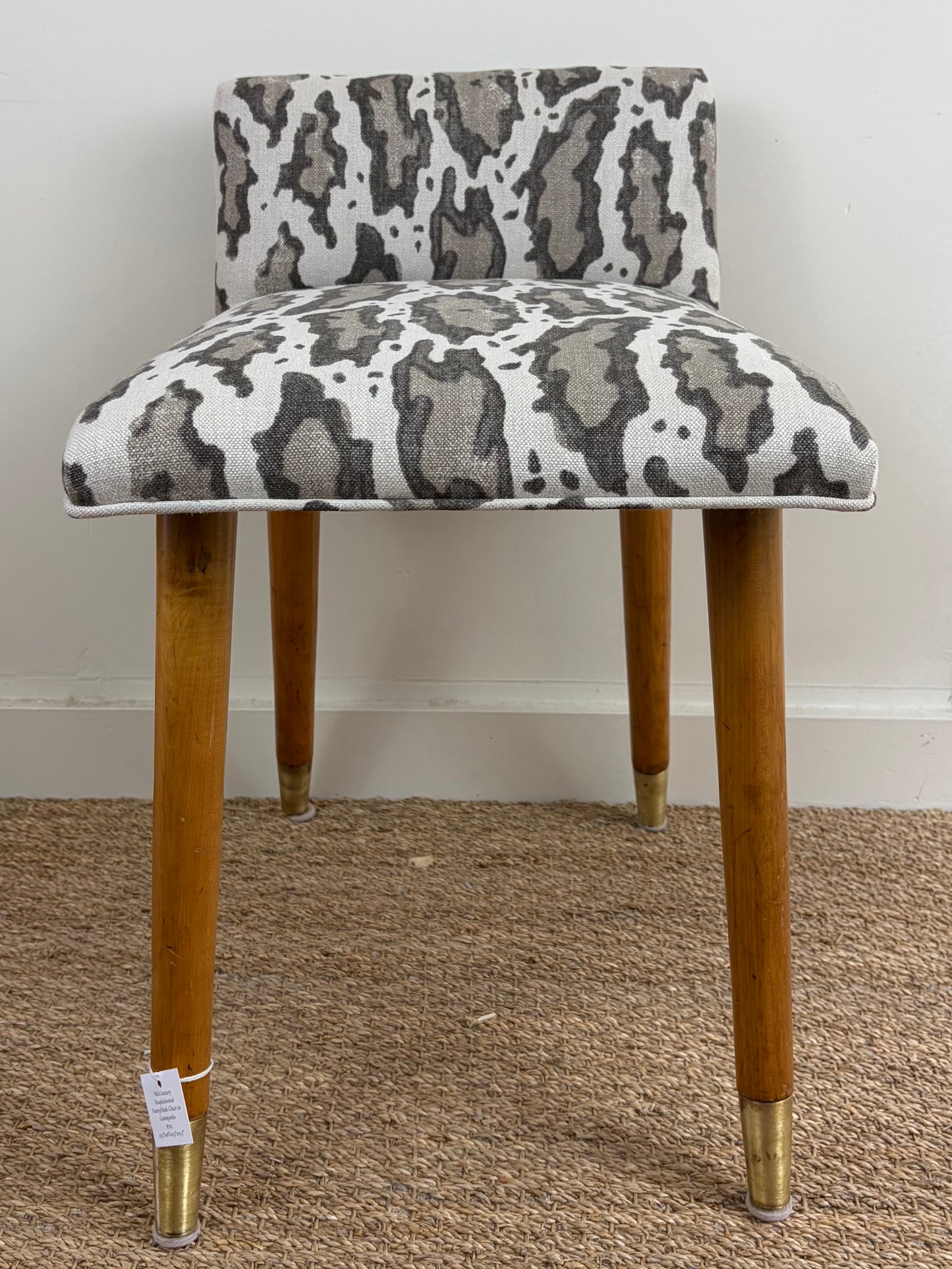 Mid Century Reupholstered Vanity/Desk Chair in Gattopardo