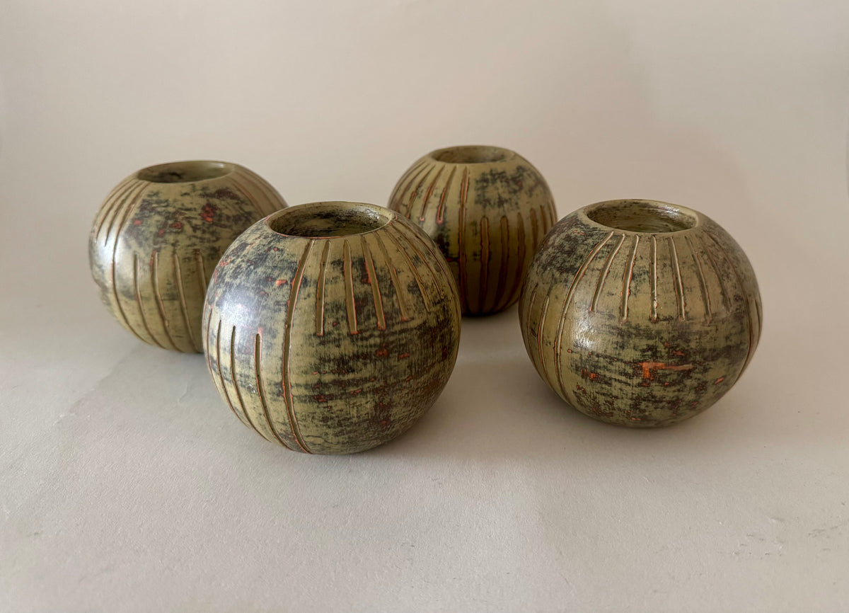 Vintage French ceramic votive holders set of 5