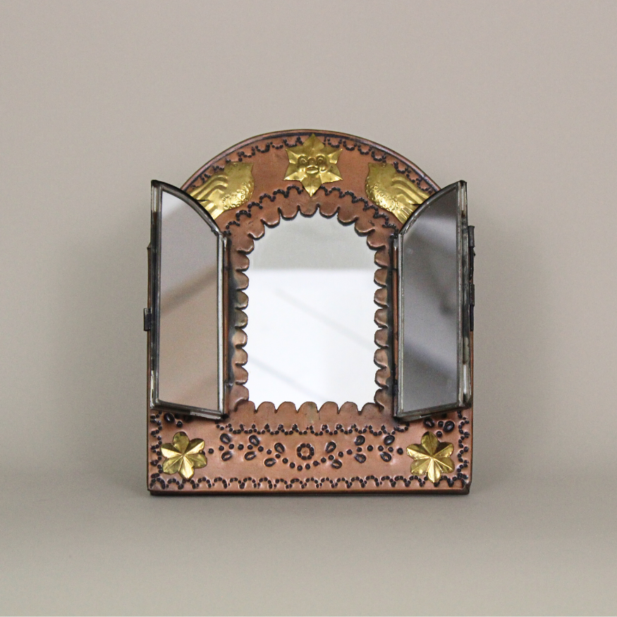 Mexican Folk Art Punched Tin Mirror