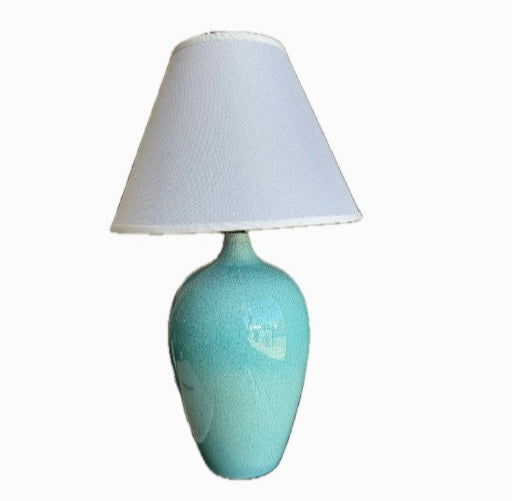 Pair of large turquoise ceramic table lamps