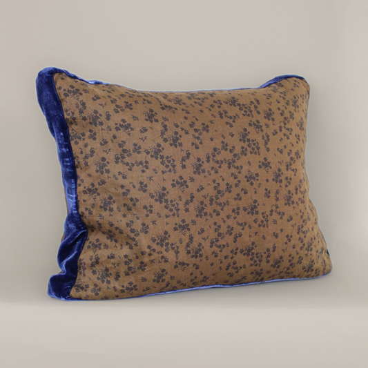 Custom Linen Pillow with Velvet Trim