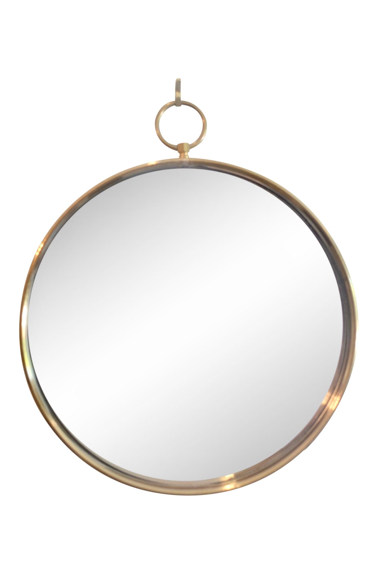 Mid Century brass round wall mirror 12” in diameter