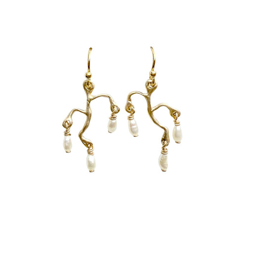 Petite ivory pearl chandelier earrings