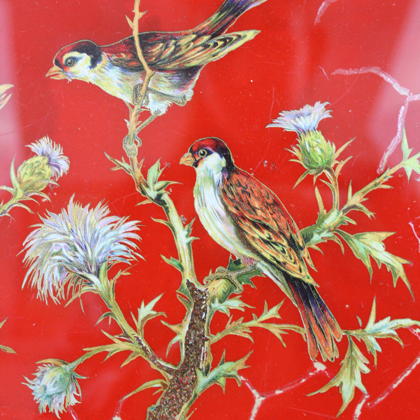 Antique Reverse Painted Glass Cocktail Tray