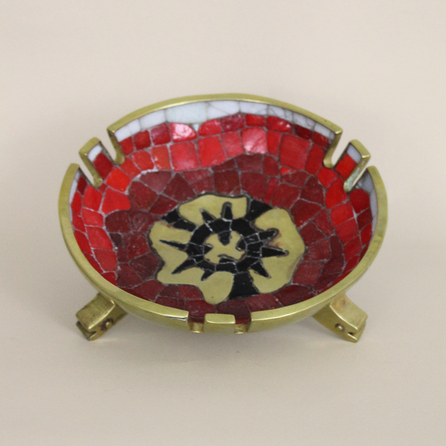 Salvador Teran Red and Brass Bowl