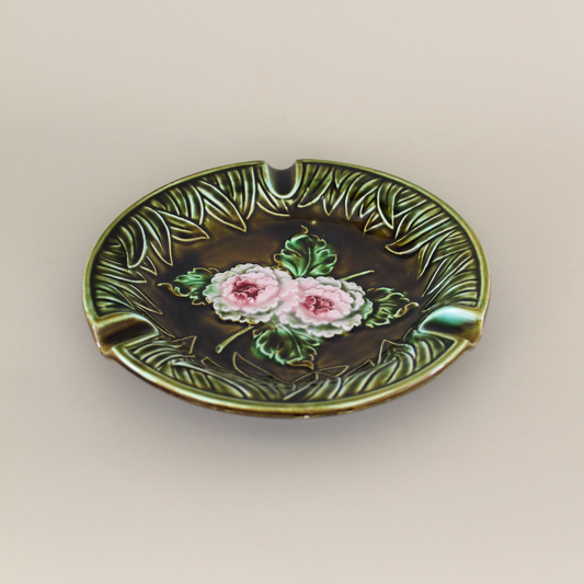 Vintage Floral Majolica Ashtray