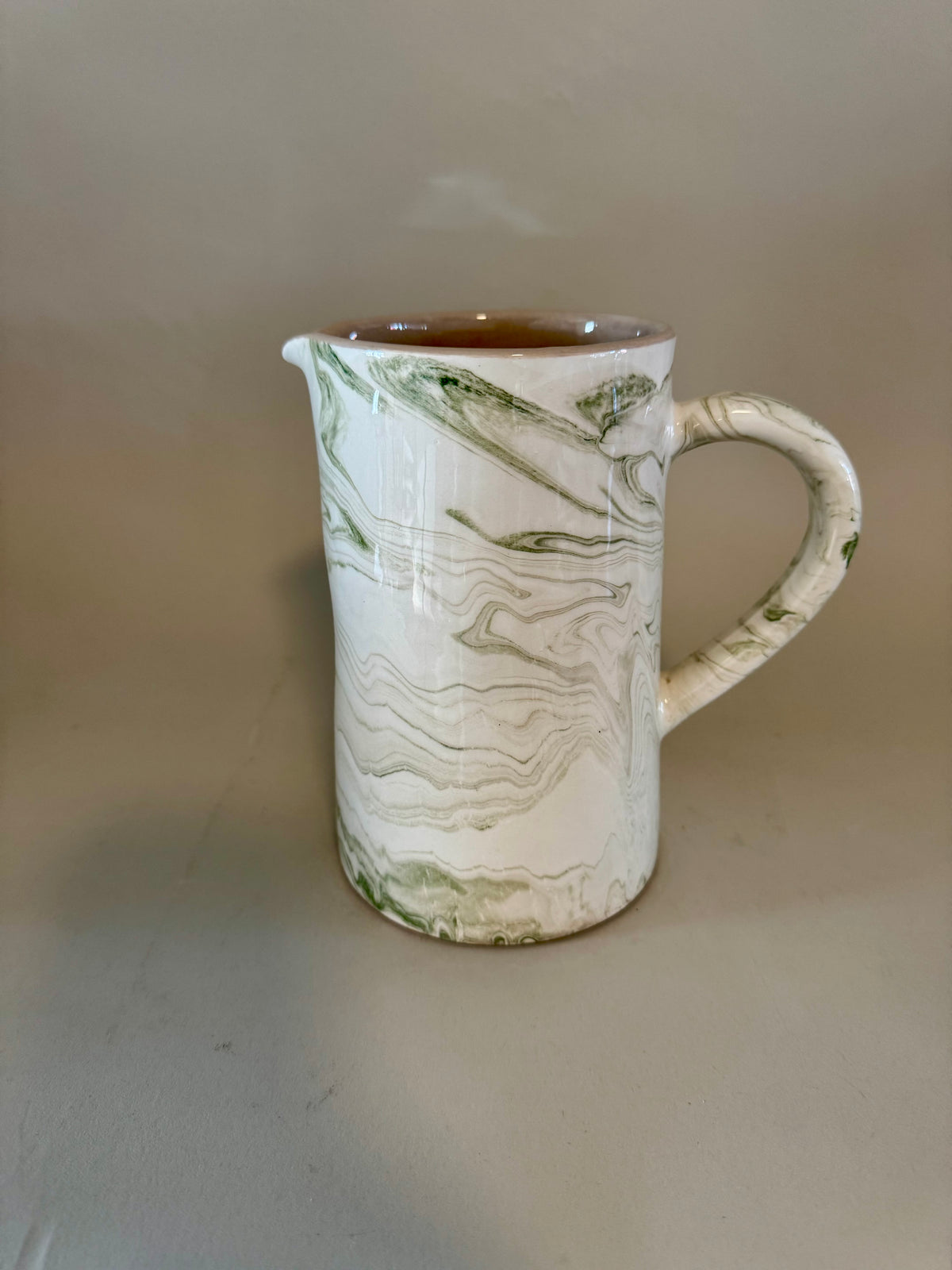 Marbled ceramic pitcher seaweed